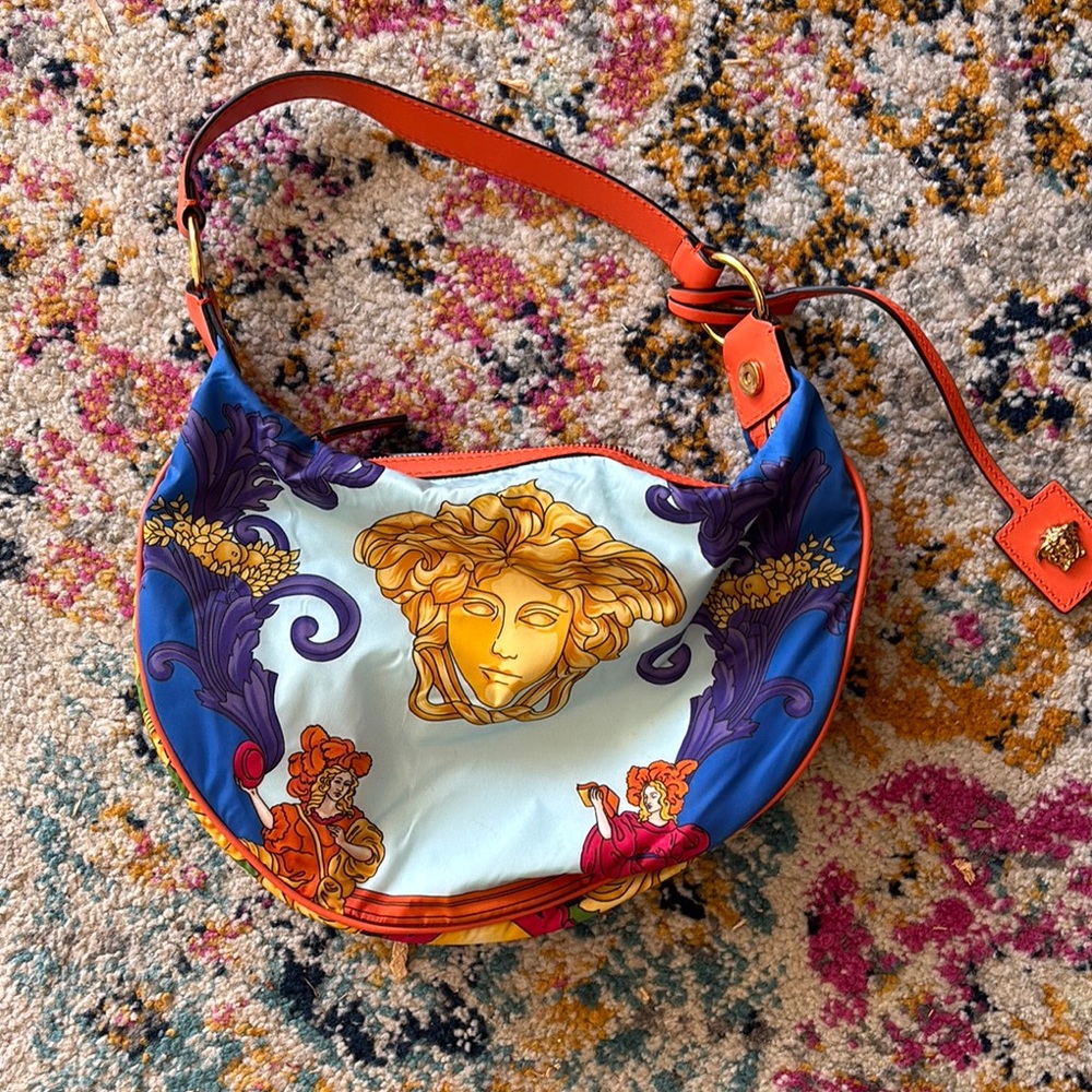 Versace Orange and Blue Shoulder Bag